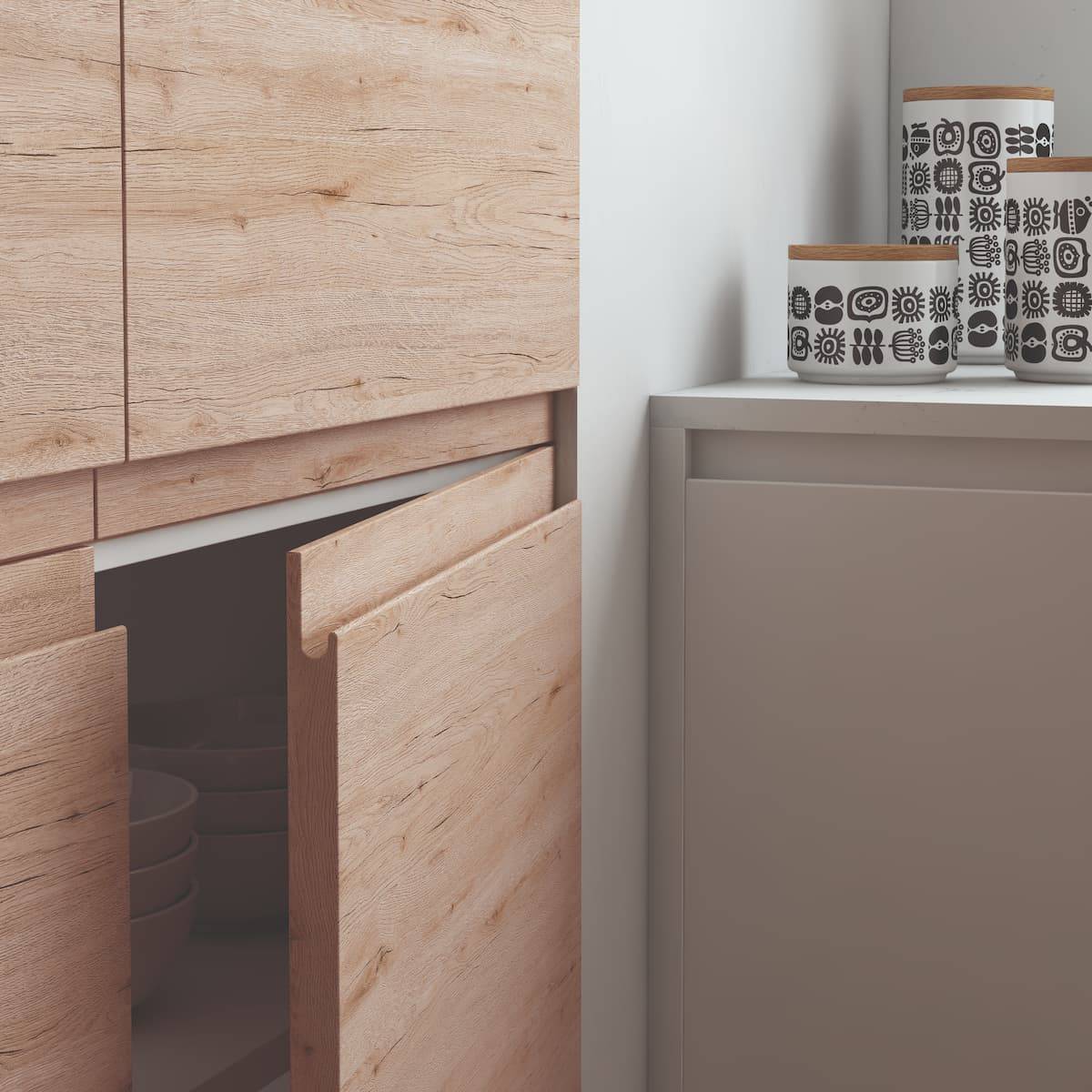 Portes poignées intégrées bois ALVIC cuisine