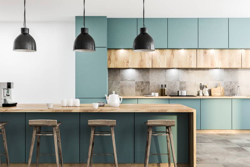 Cuisine aux tendances actuelles couleurs douces et naturelles